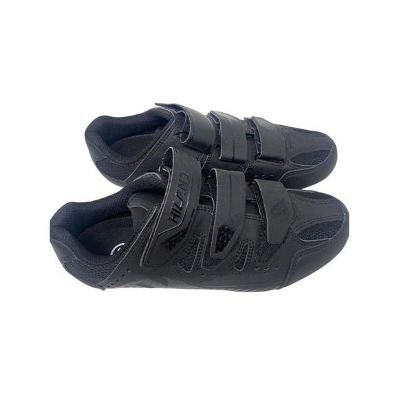 Hiland Mens Cycling Bike Shoes Black Straps Clipless Size US 8 Or 39 Wore Once - Picture 3 of 8